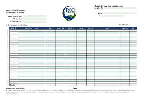 First page preview — Daily E-Ticket (Excel, fillable)