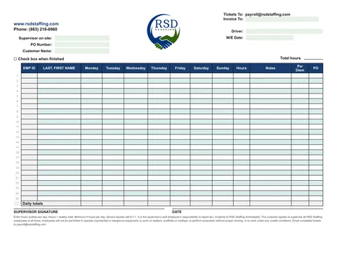 First page preview — Weekly E-Ticket (Excel, fillable)